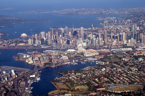 Sydney skyline from above